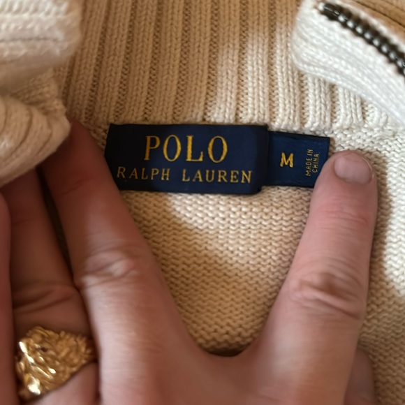 Vintage Polo Ralph Lauren quarter zip sweater with leather zipper - Picture 5 of 6